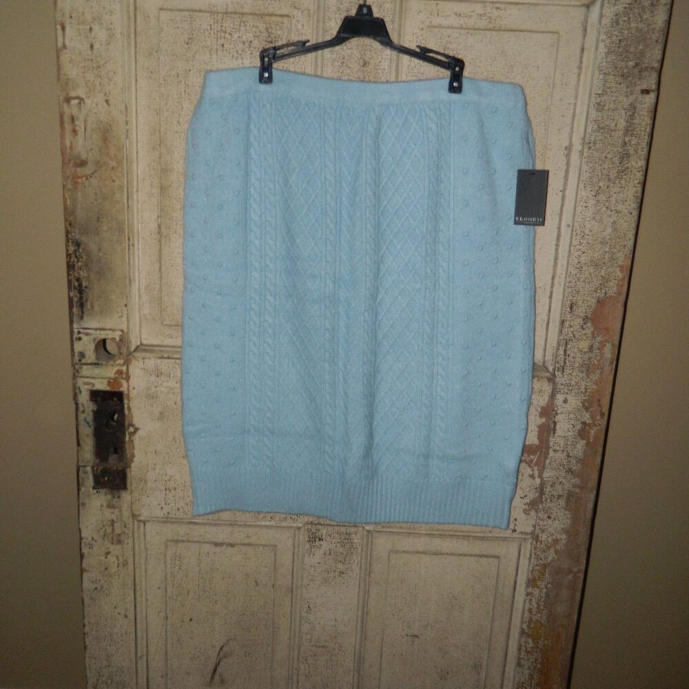 Eloquii Sweater Skirt Cable Knit Straight Pencil Elastic Waist Sz 18/20 (C-33)